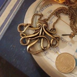 Bronze Octopus Kraken Statement Necklace